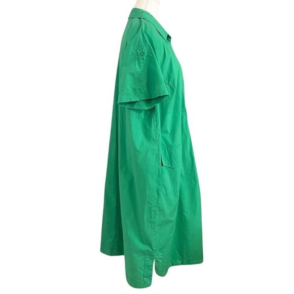 MARINA RINALDI SPORT GREEN COTTON-POPLIN DRESS - 16 - Picture 2 of 9